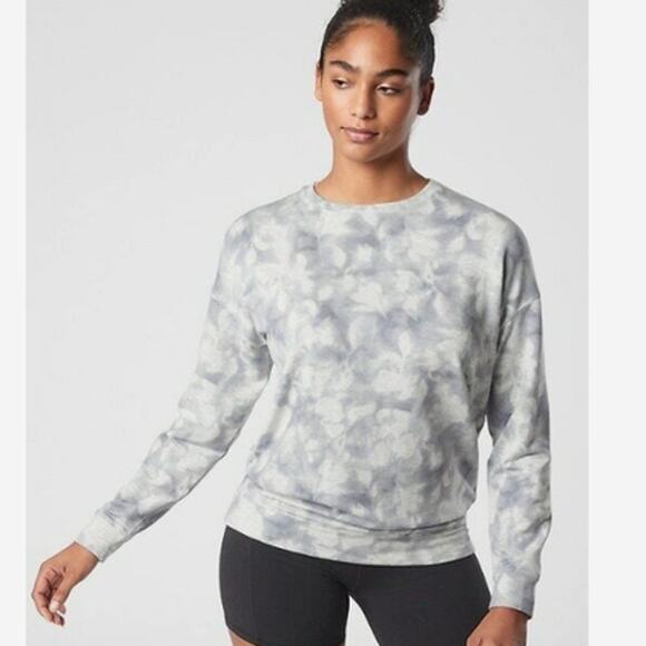 ATHLETA Studio To Street Print Sweatshirt Serene Grey Heather Size 2X PLUS - Picture 1 of 7